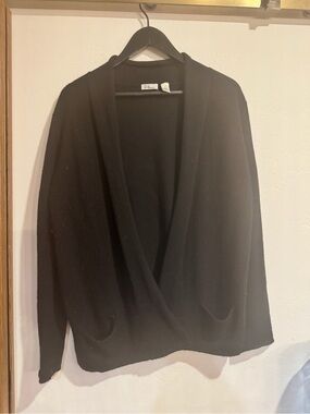Women's Black Open-Front Draped Cardigan